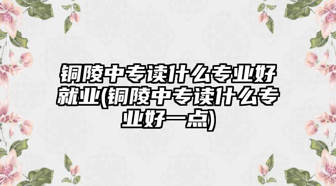 銅陵中專讀什么專業(yè)好就業(yè)(銅陵中專讀什么專業(yè)好一點(diǎn))