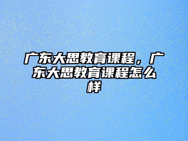 廣東大思教育課程，廣東大思教育課程怎么樣