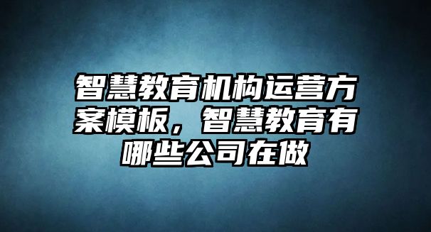 智慧教育機(jī)構(gòu)運(yùn)營方案模板，智慧教育有哪些公司在做