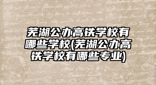 蕪湖公辦高鐵學校有哪些學校(蕪湖公辦高鐵學校有哪些專業(yè))