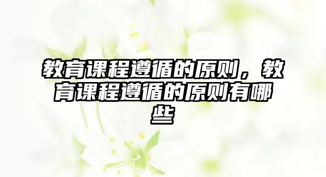 教育課程遵循的原則，教育課程遵循的原則有哪些