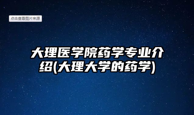 大理醫(yī)學院藥學專業(yè)介紹(大理大學的藥學)