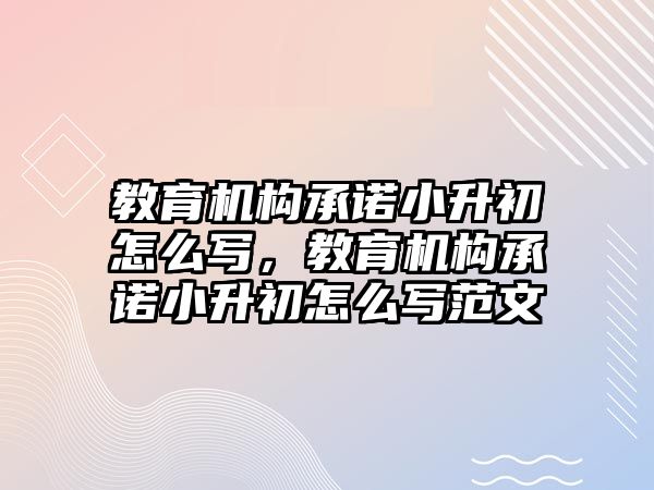 教育機構(gòu)承諾小升初怎么寫，教育機構(gòu)承諾小升初怎么寫范文