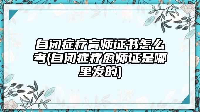 自閉癥療育師證書怎么考(自閉癥療愈師證是哪里發(fā)的)