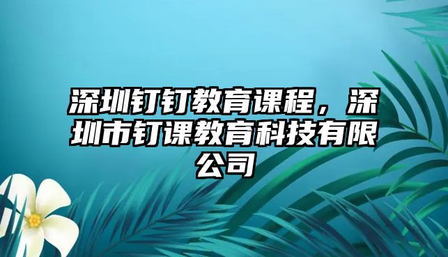 深圳釘釘教育課程，深圳市釘課教育科技有限公司