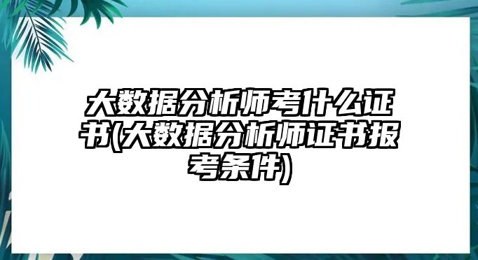 大數(shù)據(jù)分析師考什么證書(大數(shù)據(jù)分析師證書報(bào)考條件)