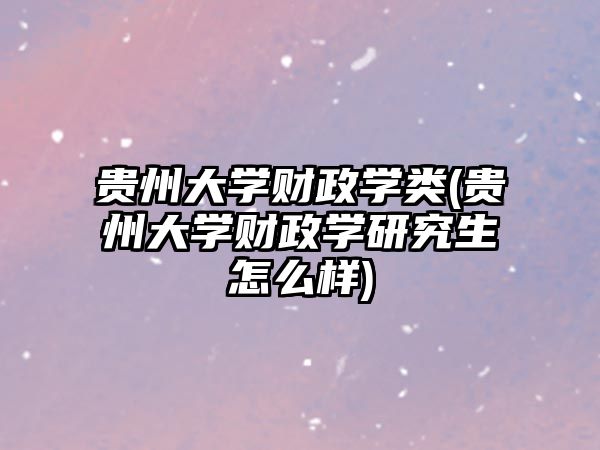 貴州大學(xué)財(cái)政學(xué)類(貴州大學(xué)財(cái)政學(xué)研究生怎么樣)