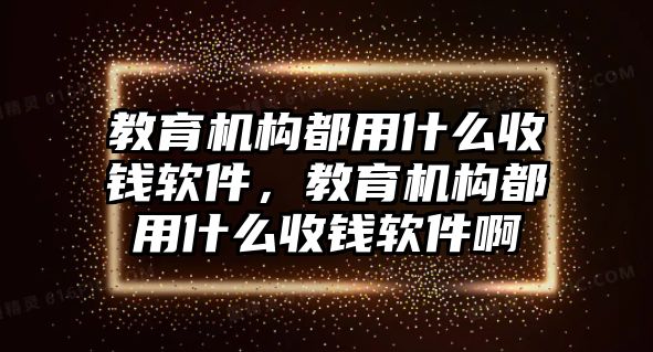 教育機構都用什么收錢軟件，教育機構都用什么收錢軟件啊