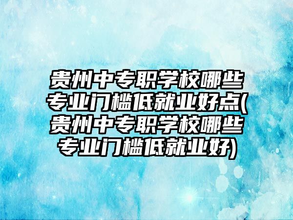 貴州中專職學(xué)校哪些專業(yè)門檻低就業(yè)好點(diǎn)(貴州中專職學(xué)校哪些專業(yè)門檻低就業(yè)好)