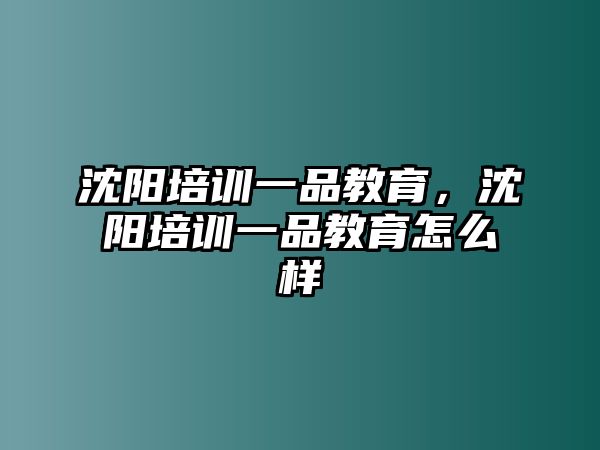 沈陽培訓(xùn)一品教育，沈陽培訓(xùn)一品教育怎么樣