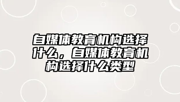 自媒體教育機(jī)構(gòu)選擇什么，自媒體教育機(jī)構(gòu)選擇什么類型