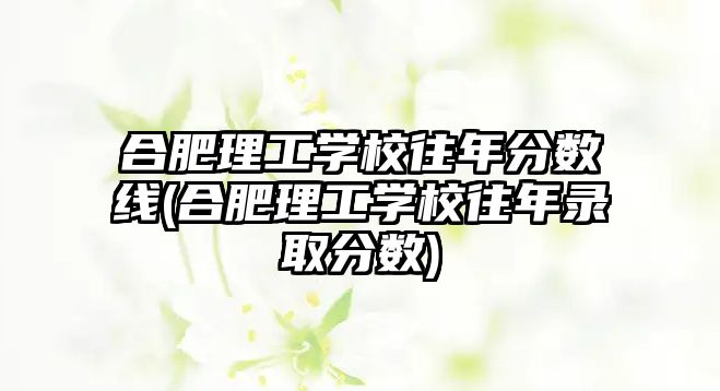 合肥理工學校往年分數(shù)線(合肥理工學校往年錄取分數(shù))