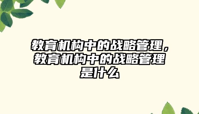 教育機構中的戰(zhàn)略管理，教育機構中的戰(zhàn)略管理是什么