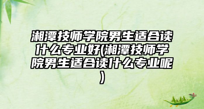 湘潭技師學(xué)院男生適合讀什么專業(yè)好(湘潭技師學(xué)院男生適合讀什么專業(yè)呢)