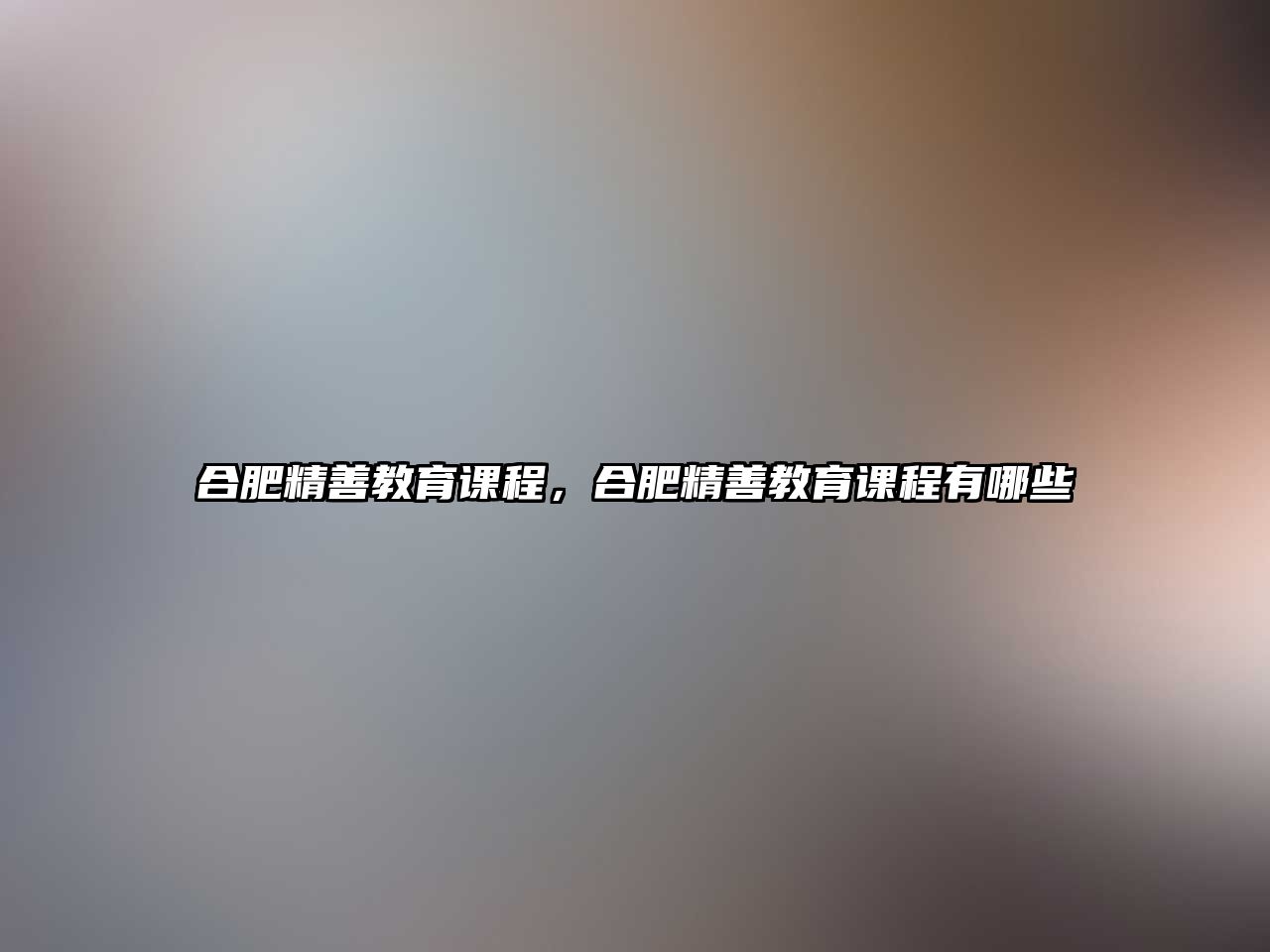 合肥精善教育課程，合肥精善教育課程有哪些