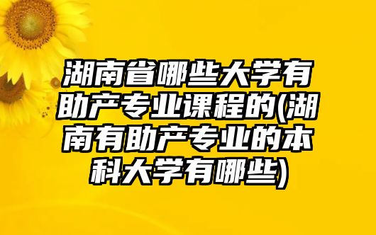 湖南省哪些大學有助產(chǎn)專業(yè)課程的(湖南有助產(chǎn)專業(yè)的本科大學有哪些)