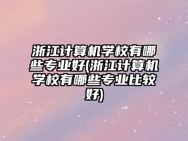 浙江計(jì)算機(jī)學(xué)校有哪些專業(yè)好(浙江計(jì)算機(jī)學(xué)校有哪些專業(yè)比較好)