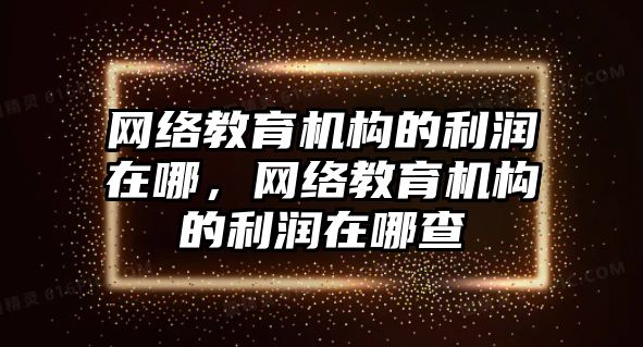 網(wǎng)絡教育機構(gòu)的利潤在哪，網(wǎng)絡教育機構(gòu)的利潤在哪查