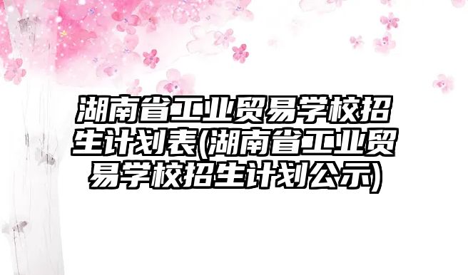 湖南省工業(yè)貿(mào)易學校招生計劃表(湖南省工業(yè)貿(mào)易學校招生計劃公示)