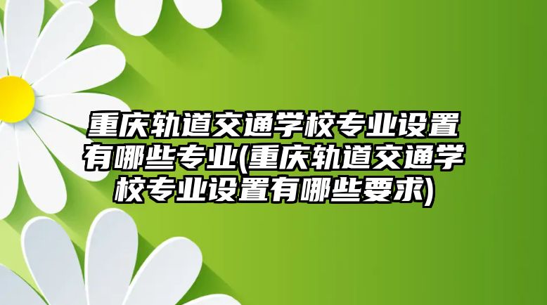 重慶軌道交通學(xué)校專業(yè)設(shè)置有哪些專業(yè)(重慶軌道交通學(xué)校專業(yè)設(shè)置有哪些要求)