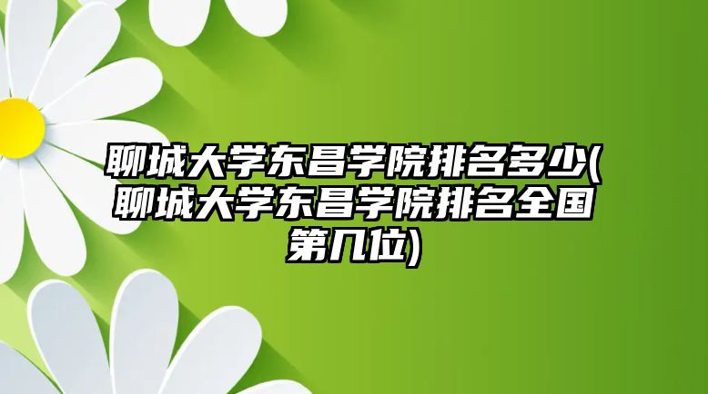 聊城大學東昌學院排名多少(聊城大學東昌學院排名全國第幾位)