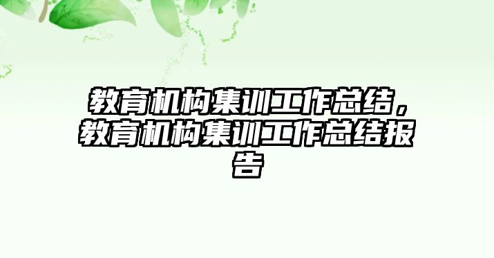 教育機構集訓工作總結，教育機構集訓工作總結報告