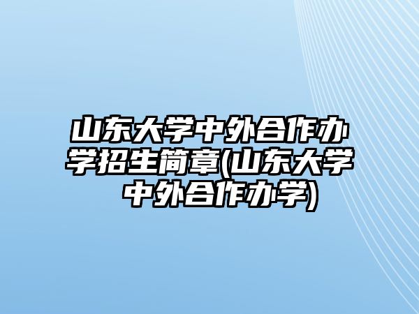 山東大學(xué)中外合作辦學(xué)招生簡章(山東大學(xué) 中外合作辦學(xué))