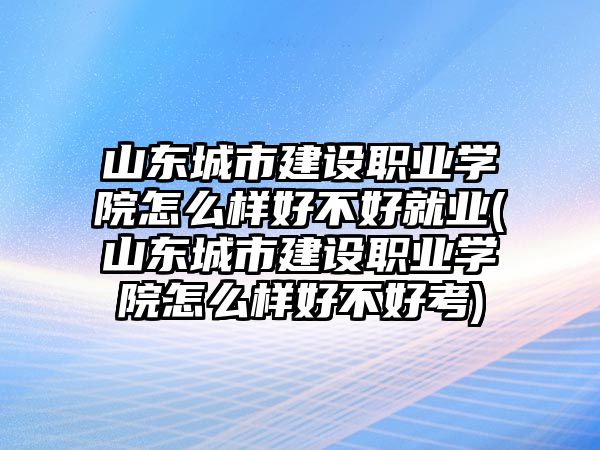 山東城市建設(shè)職業(yè)學(xué)院怎么樣好不好就業(yè)(山東城市建設(shè)職業(yè)學(xué)院怎么樣好不好考)