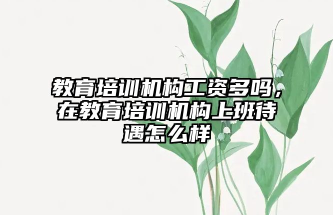 教育培訓機構(gòu)工資多嗎，在教育培訓機構(gòu)上班待遇怎么樣