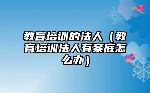 教育培訓(xùn)的法人（教育培訓(xùn)法人有案底怎么辦）