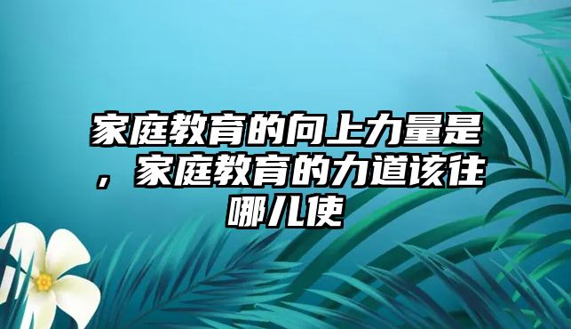 家庭教育的向上力量是，家庭教育的力道該往哪兒使