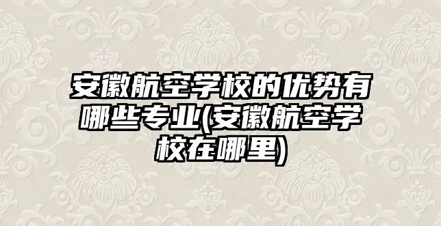 安徽航空學(xué)校的優(yōu)勢(shì)有哪些專(zhuān)業(yè)(安徽航空學(xué)校在哪里)