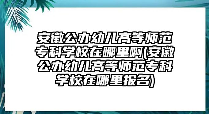 安徽公辦幼兒高等師范專科學(xué)校在哪里啊(安徽公辦幼兒高等師范專科學(xué)校在哪里報(bào)名)