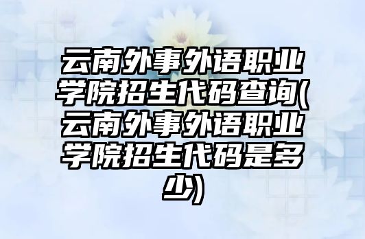 云南外事外語(yǔ)職業(yè)學(xué)院招生代碼查詢(云南外事外語(yǔ)職業(yè)學(xué)院招生代碼是多少)