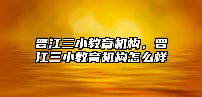 晉江三小教育機(jī)構(gòu)，晉江三小教育機(jī)構(gòu)怎么樣