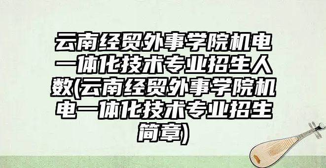 云南經貿外事學院機電一體化技術專業(yè)招生人數(云南經貿外事學院機電一體化技術專業(yè)招生簡章)