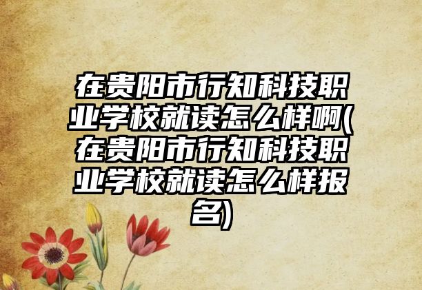 在貴陽(yáng)市行知科技職業(yè)學(xué)校就讀怎么樣啊(在貴陽(yáng)市行知科技職業(yè)學(xué)校就讀怎么樣報(bào)名)