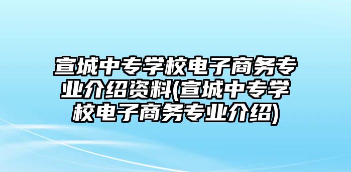 宣城中專學(xué)校電子商務(wù)專業(yè)介紹資料(宣城中專學(xué)校電子商務(wù)專業(yè)介紹)