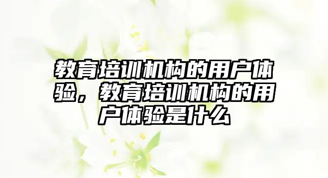 教育培訓機構(gòu)的用戶體驗，教育培訓機構(gòu)的用戶體驗是什么