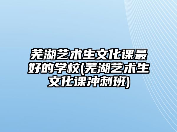 蕪湖藝術(shù)生文化課最好的學(xué)校(蕪湖藝術(shù)生文化課沖刺班)