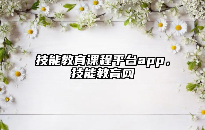 技能教育課程平臺app，技能教育網(wǎng)