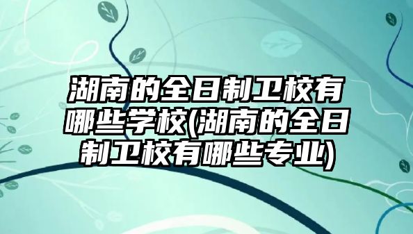 湖南的全日制衛(wèi)校有哪些學校(湖南的全日制衛(wèi)校有哪些專業(yè))