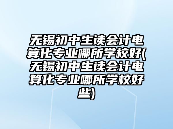 無錫初中生讀會計電算化專業(yè)哪所學(xué)校好(無錫初中生讀會計電算化專業(yè)哪所學(xué)校好些)