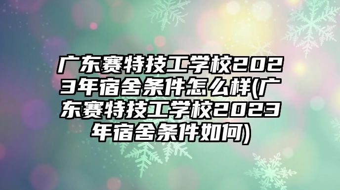 廣東賽特技工學(xué)校2023年宿舍條件怎么樣(廣東賽特技工學(xué)校2023年宿舍條件如何)