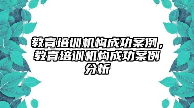 教育培訓(xùn)機(jī)構(gòu)成功案例，教育培訓(xùn)機(jī)構(gòu)成功案例分析