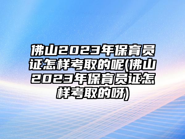 佛山2023年保育員證怎樣考取的呢(佛山2023年保育員證怎樣考取的呀)