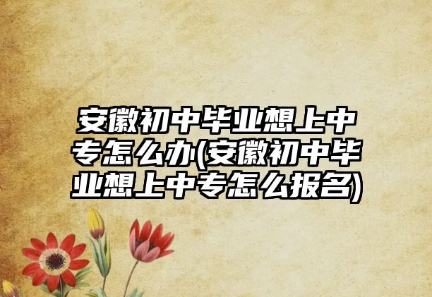 安徽初中畢業(yè)想上中專怎么辦(安徽初中畢業(yè)想上中專怎么報名)