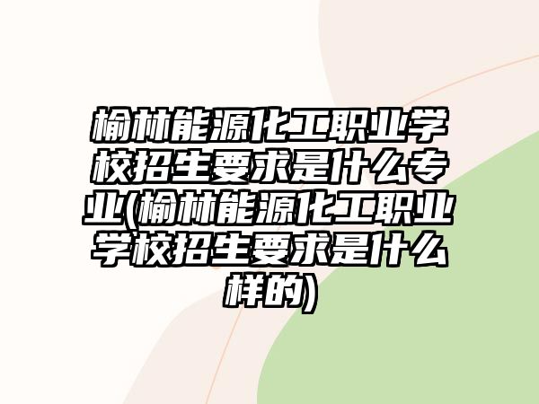 榆林能源化工職業(yè)學校招生要求是什么專業(yè)(榆林能源化工職業(yè)學校招生要求是什么樣的)