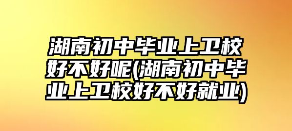 湖南初中畢業(yè)上衛(wèi)校好不好呢(湖南初中畢業(yè)上衛(wèi)校好不好就業(yè))