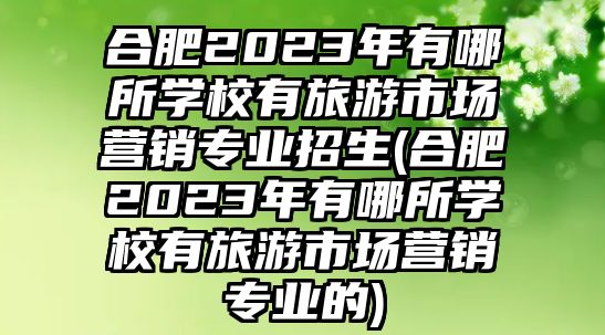 合肥2023年有哪所學校有旅游市場營銷專業(yè)招生(合肥2023年有哪所學校有旅游市場營銷專業(yè)的)